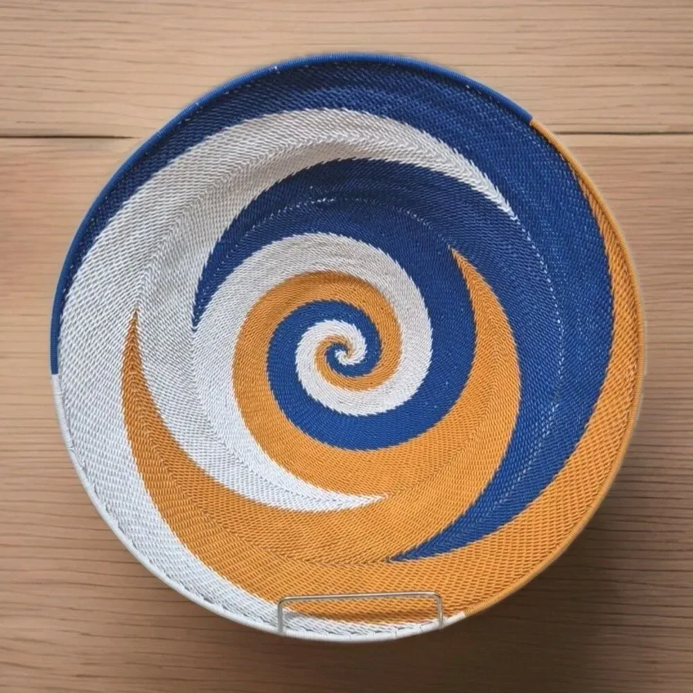 Hand Made South Africa Telephone Wire ABSTRACT Basket Hand Woven ZULU 12.5”